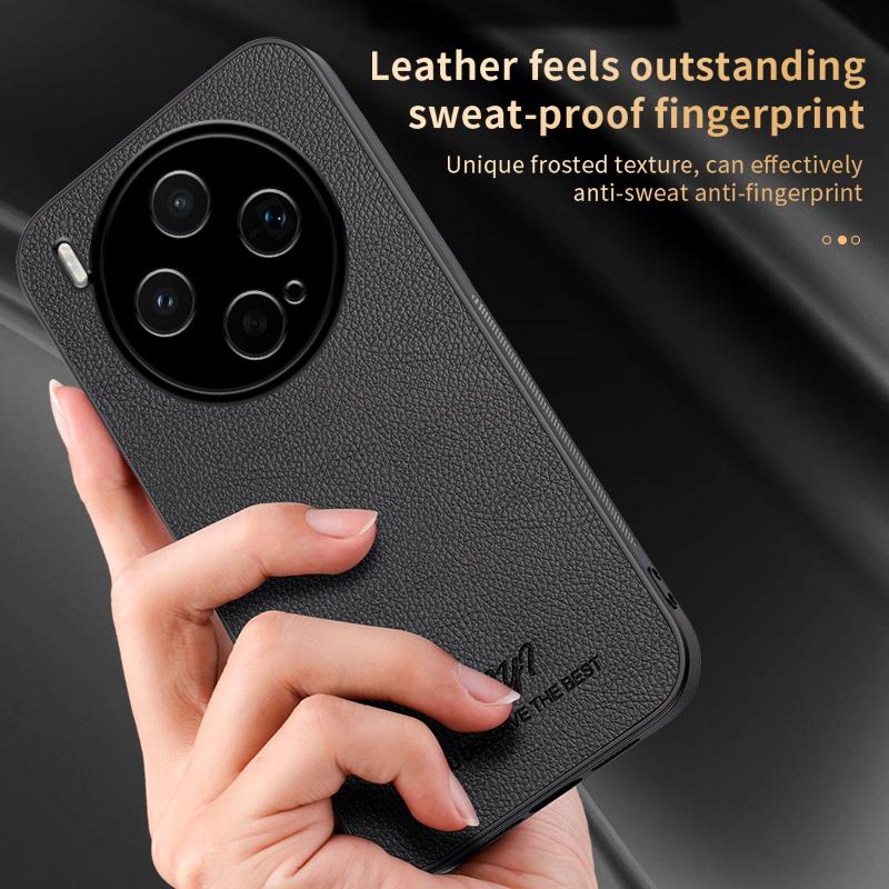 For vivo X300s HUIYI Leather Magnetic Phone Case - Grey - EDA007535040C