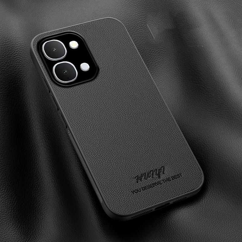 For vivo Y500i 5G HUIYI Leather Magnetic Phone Case - Black - EDA007535046B