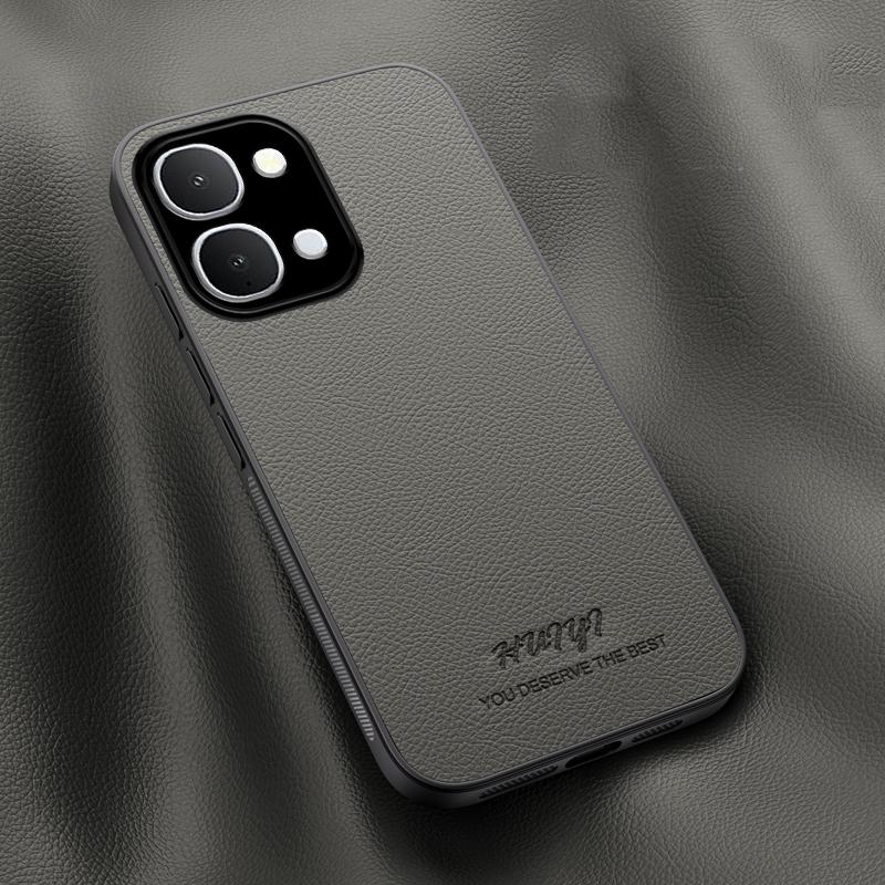 For vivo Y500i 5G HUIYI Leather Magnetic Phone Case - Grey - EDA007535046C