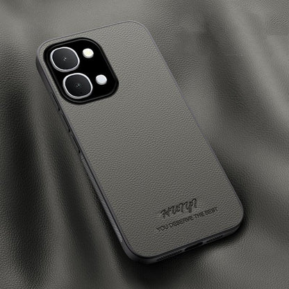 For vivo Y500i 5G HUIYI Leather Magnetic Phone Case - Grey - EDA007535046C