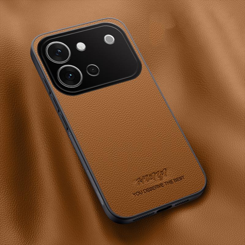 For vivo S60 5G HUIYI Leather Magnetic Phone Case - Brown - EDA007535049E