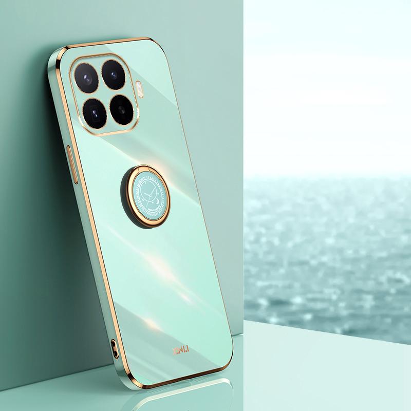 For Xiaomi 17T Pro 5G XINLI Straight Edge 6D Electroplate TPU Phone Case with Ring Holder - Mint Green - EDA007549815A