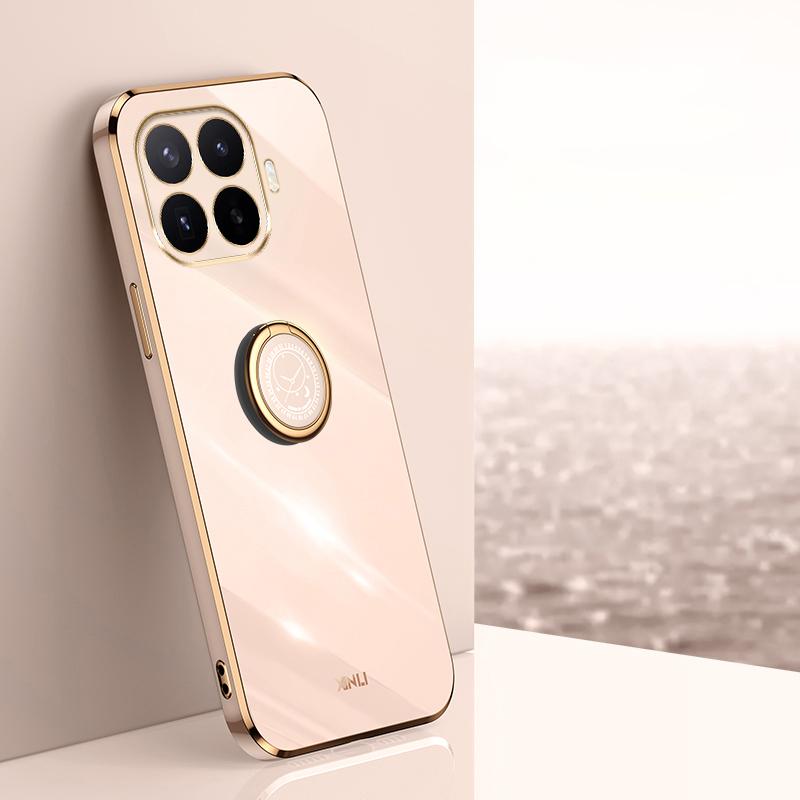 For Xiaomi 17T Pro 5G XINLI Straight Edge 6D Electroplate TPU Phone Case with Ring Holder - Pink - EDA007549815B