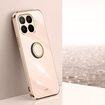 For Xiaomi 17T Pro 5G XINLI Straight Edge 6D Electroplate TPU Phone Case with Ring Holder - Pink - EDA007549815B