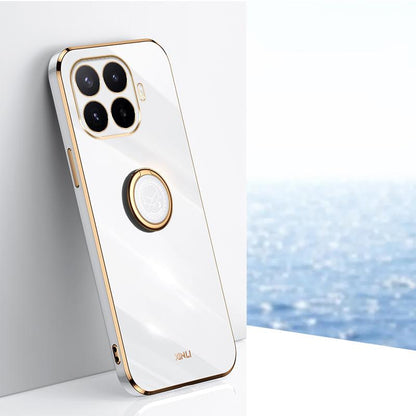 For Xiaomi 17T Pro 5G XINLI Straight Edge 6D Electroplate TPU Phone Case with Ring Holder - White - EDA007549815C