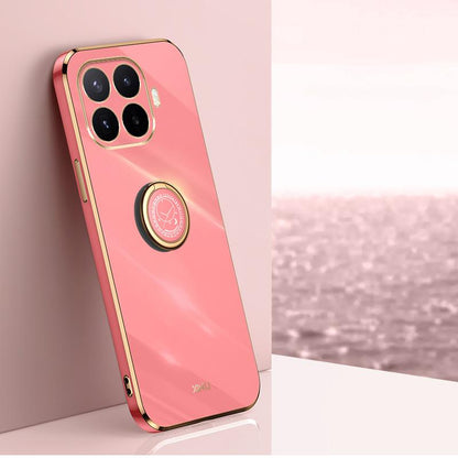 For Xiaomi 17T Pro 5G XINLI Straight Edge 6D Electroplate TPU Phone Case with Ring Holder - Hawthorn Red - EDA007549815D