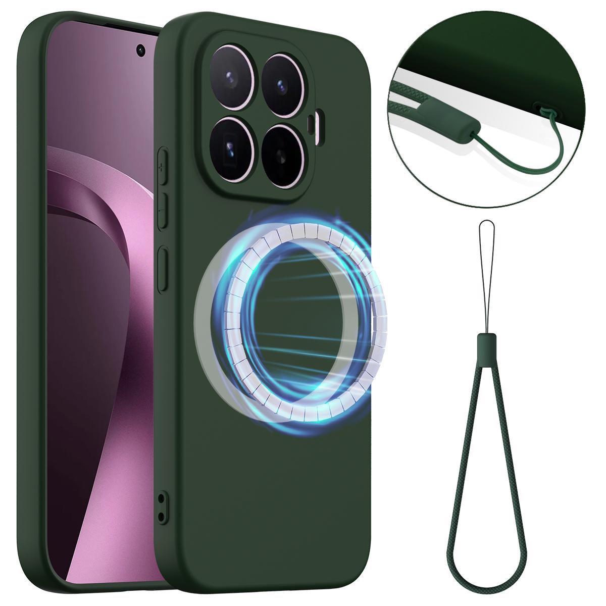 For Xiaomi 17T 5G Shockproof Silicone Magsafe Phone Case - Dark Green - EDA007550711D