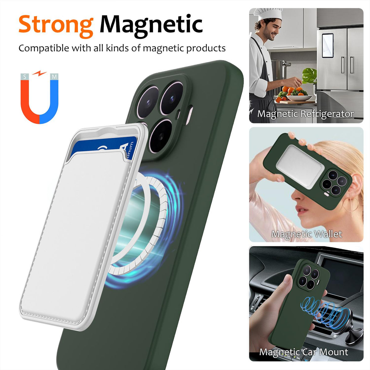 For Xiaomi 17T 5G Shockproof Silicone Magsafe Phone Case - Dark Green - EDA007550711D