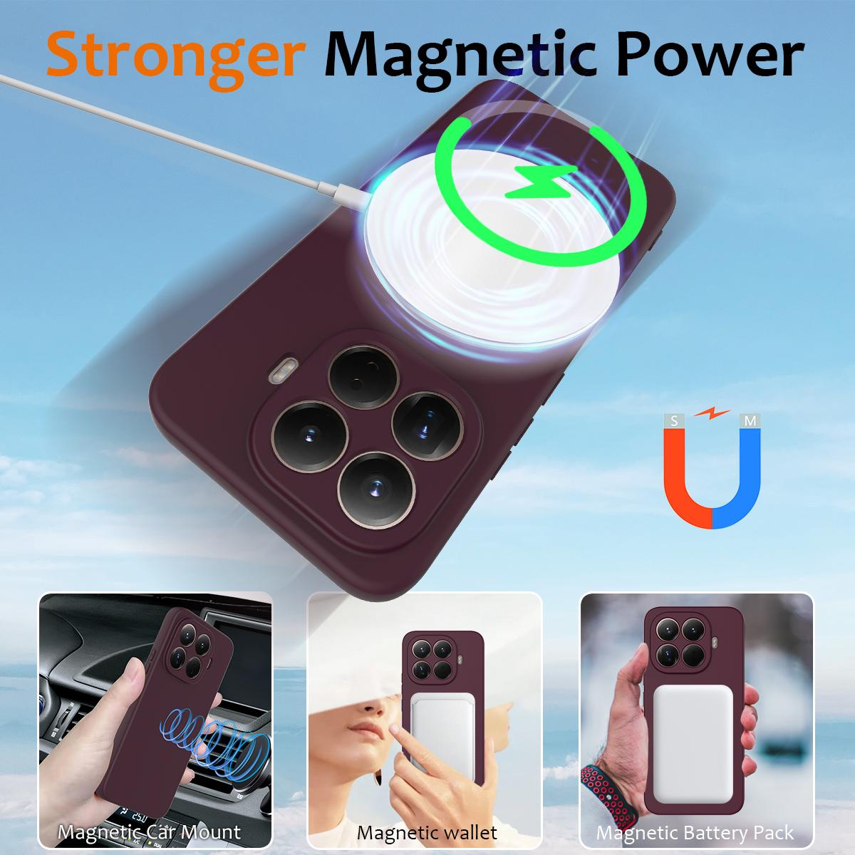 For Xiaomi 17T Pro 5G Shockproof Silicone Magsafe Phone Case - Plum Color - EDA007550712C