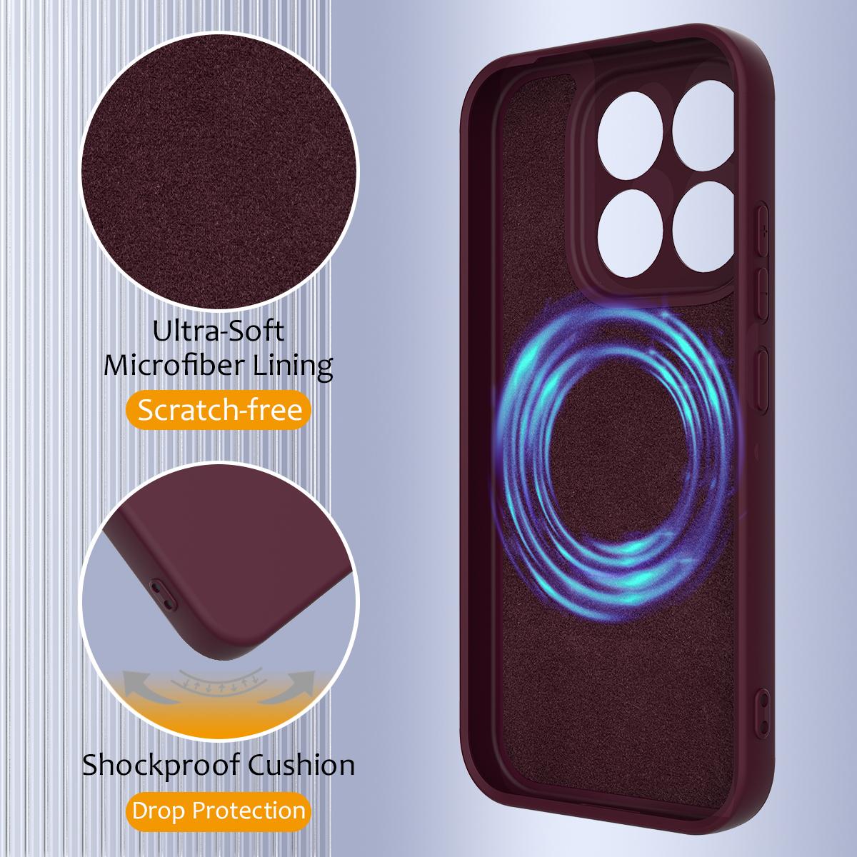 For Xiaomi 17 Max 5G Shockproof Silicone Magsafe Phone Case - Plum Color - EDA007550713C