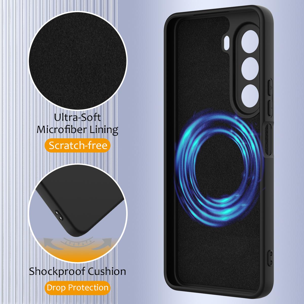 For OnePlus Nord CE 6 Lite / Realme P4x 5G Shockproof Silicone Magsafe Phone Case - Black - EDA007597909B