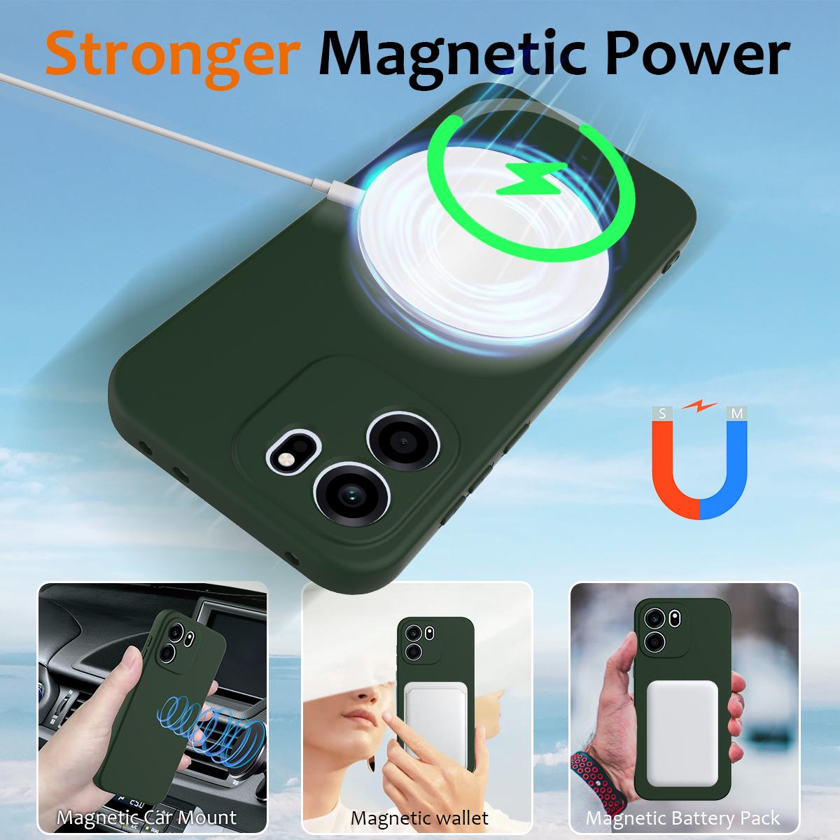 For OnePlus Nord CE 6 5G Shockproof Silicone Magsafe Phone Case - Dark Green - EDA007597910D
