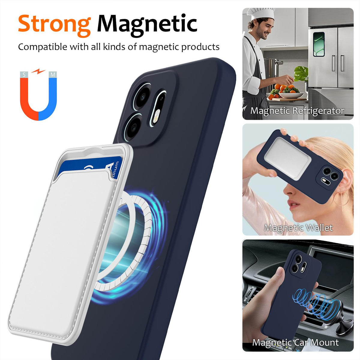 For OnePlus N6 4G Shockproof Silicone Magsafe Phone Case - Navy Blue - EDA007597911A