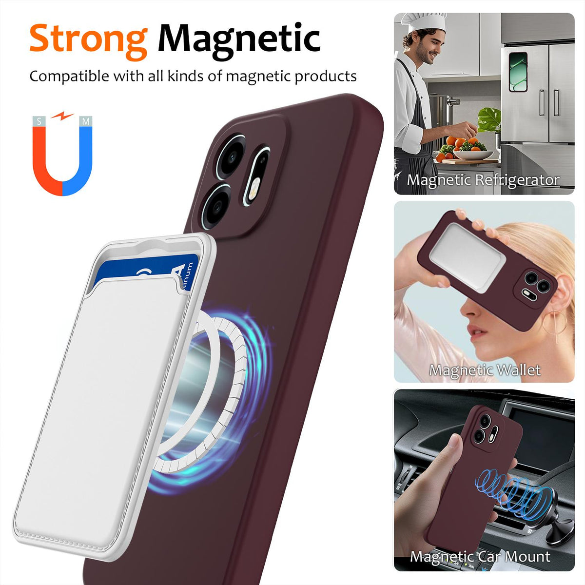 For OnePlus N6 4G Shockproof Silicone Magsafe Phone Case - Plum Color - EDA007597911C