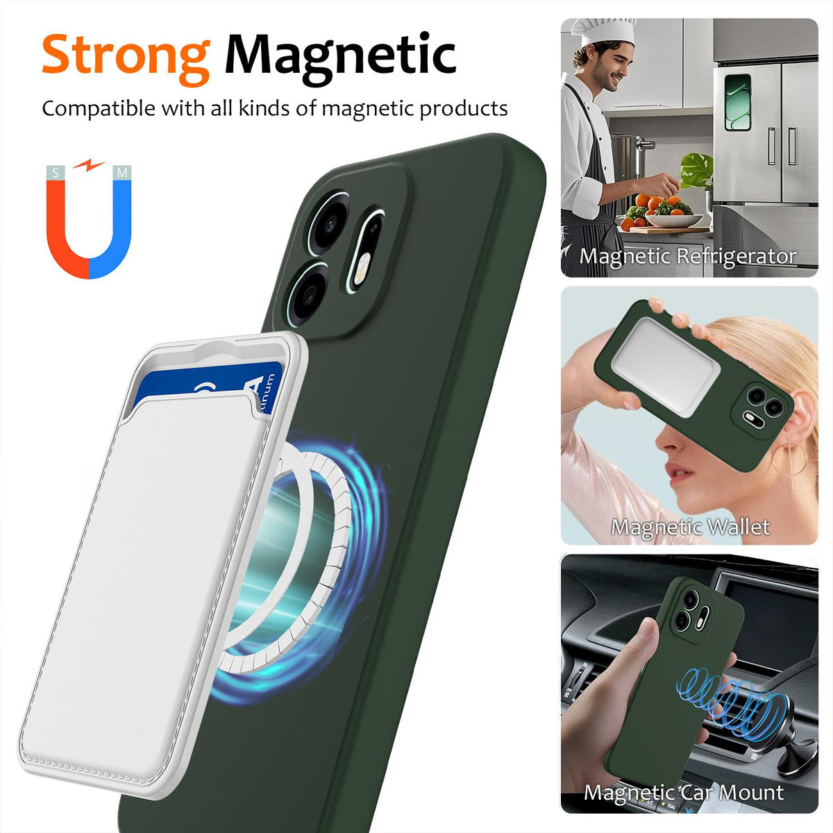 For OnePlus N6 4G Shockproof Silicone Magsafe Phone Case - Dark Green - EDA007597911D