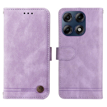For Motorola Edge 70 Pro 5G Skin Feel Life Tree Metal Button Leather Phone Case - Purple - EDA007598118B