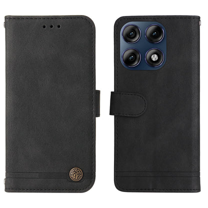 For Motorola Edge 70 Pro 5G Skin Feel Life Tree Metal Button Leather Phone Case - Black - EDA007598118D