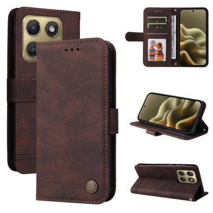 For Motorola Edge 5G 2026 Skin Feel Life Tree Metal Button Leather Phone Case - Brown - EDA007598119C