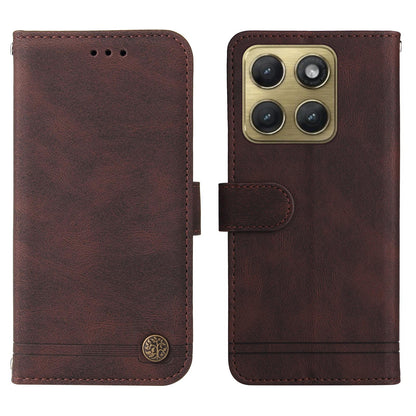 For Motorola Edge 5G 2026 Skin Feel Life Tree Metal Button Leather Phone Case - Brown - EDA007598119C
