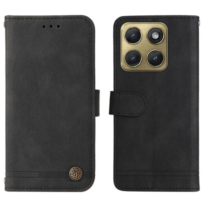 For Motorola Edge 5G 2026 Skin Feel Life Tree Metal Button Leather Phone Case - Black - EDA007598119D