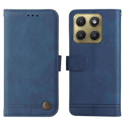 For Motorola Edge 5G 2026 Skin Feel Life Tree Metal Button Leather Phone Case - Blue - EDA007598119E