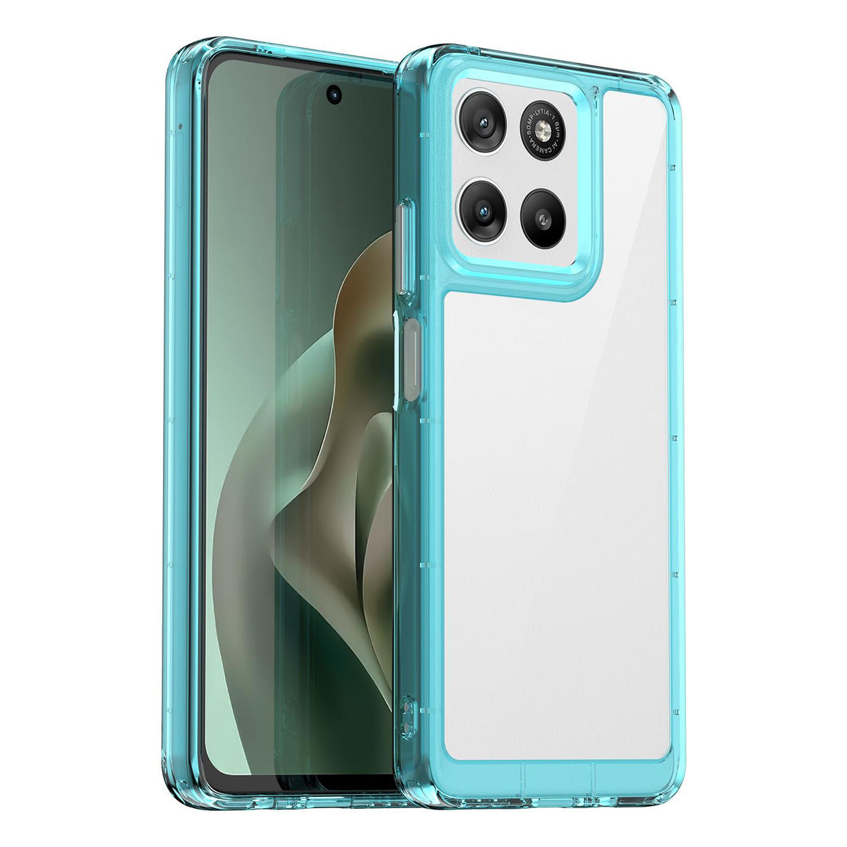 For Motorola Moto G37 5G Colorful Series Acrylic Hybrid TPU Phone Case - Transparent Blue - EDA007598226D