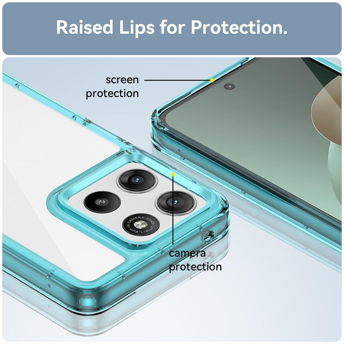 For Motorola Moto G37 5G Colorful Series Acrylic Hybrid TPU Phone Case - Transparent Blue - EDA007598226D