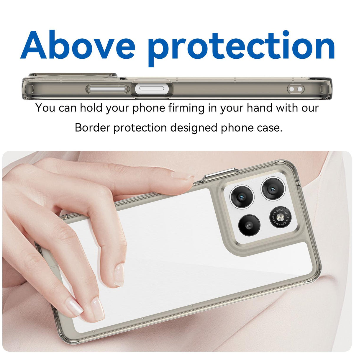For Motorola Moto G37 Power 5G Colorful Series Acrylic Hybrid TPU Phone Case - Transparent Grey - EDA007598227C