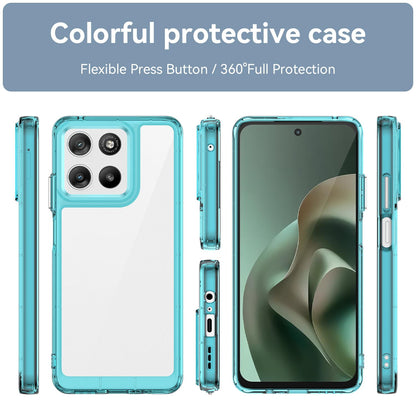For Motorola Moto G37 Power 5G Colorful Series Acrylic Hybrid TPU Phone Case - Transparent Blue - EDA007598227D