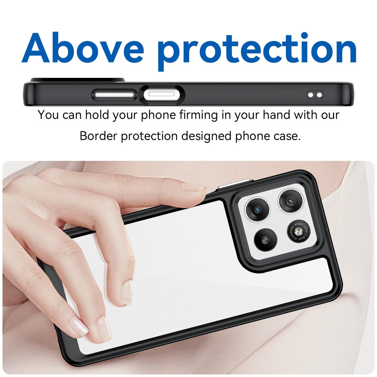 For Motorola Moto G47 5G Colorful Series Acrylic Hybrid TPU Phone Case - Black - EDA007598228A