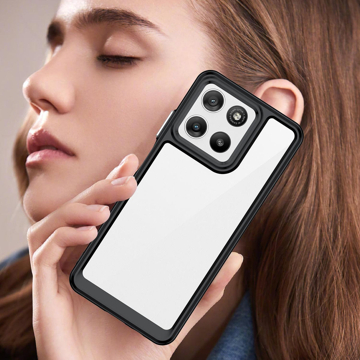 For Motorola Moto G47 5G Colorful Series Acrylic Hybrid TPU Phone Case - Black - EDA007598228A