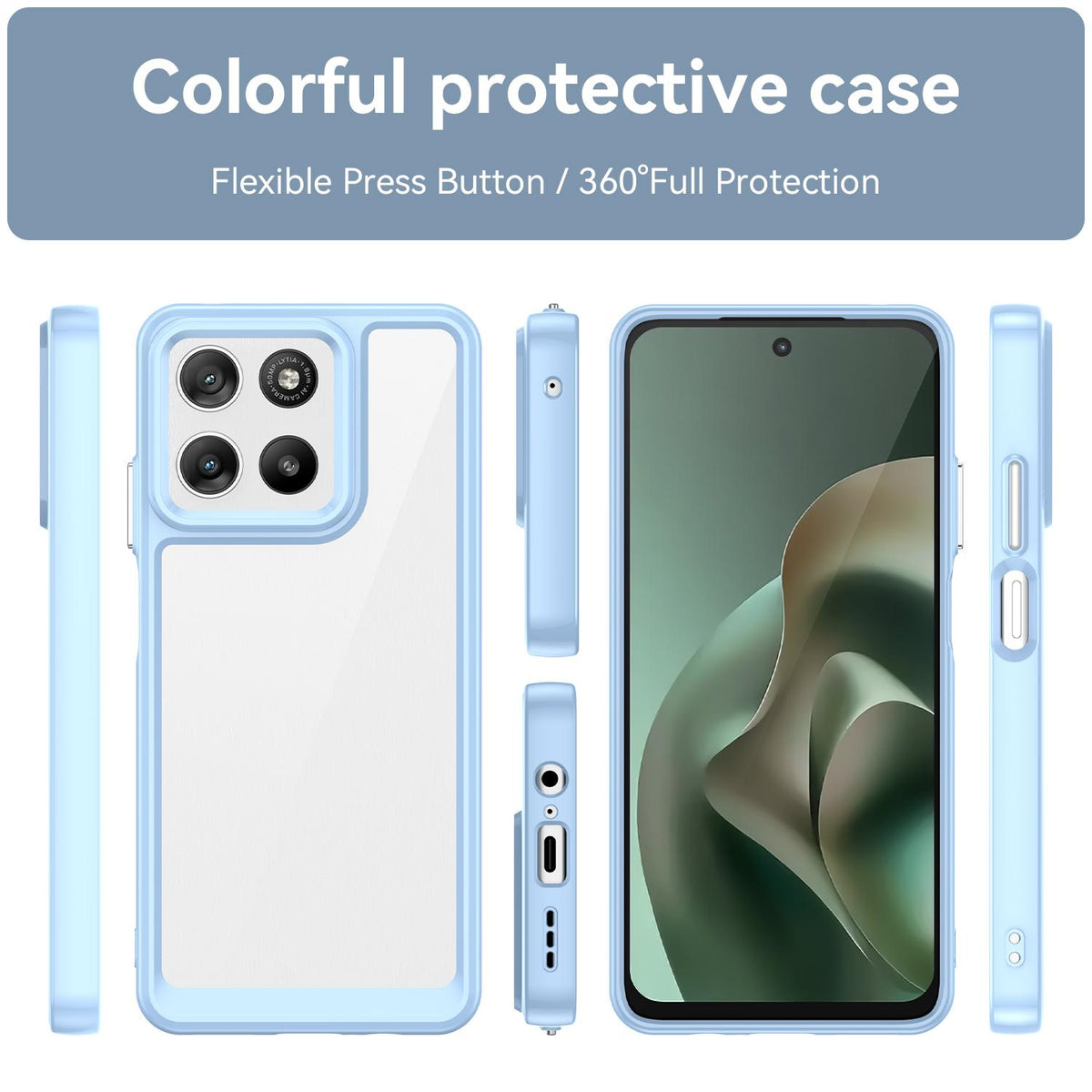 For Motorola Moto G47 5G Colorful Series Acrylic Hybrid TPU Phone Case - Blue - EDA007598228B