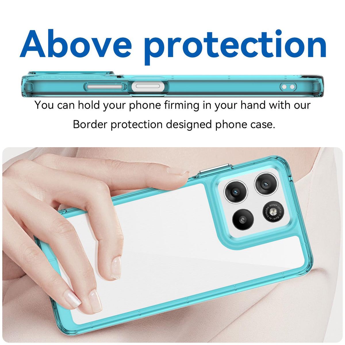 For Motorola Moto G47 5G Colorful Series Acrylic Hybrid TPU Phone Case - Transparent Blue - EDA007598228D