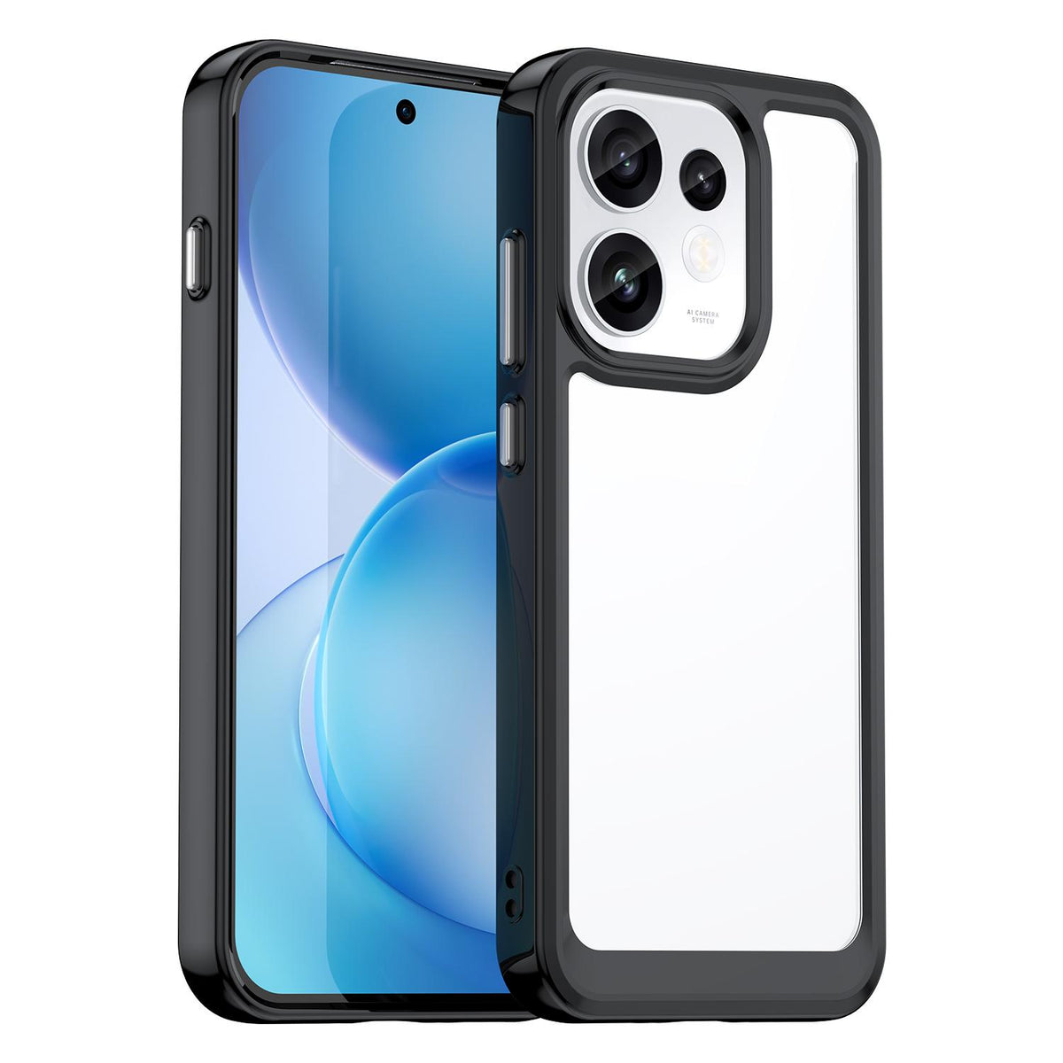 For OPPO Reno16 5G Global Colorful Series Acrylic Hybrid TPU Phone Case - Black - EDA007598334A