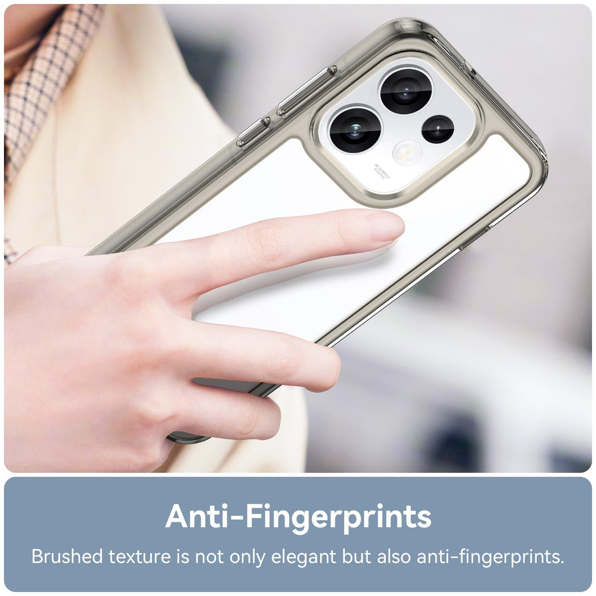 For OPPO Reno16 5G Global Colorful Series Acrylic Hybrid TPU Phone Case - Transparent Grey - EDA007598334C