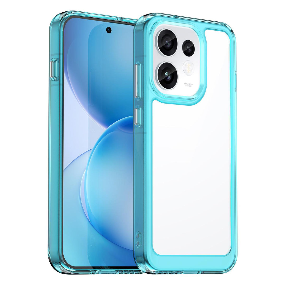 For OPPO Reno16 5G Global Colorful Series Acrylic Hybrid TPU Phone Case - Transparent Blue - EDA007598334D