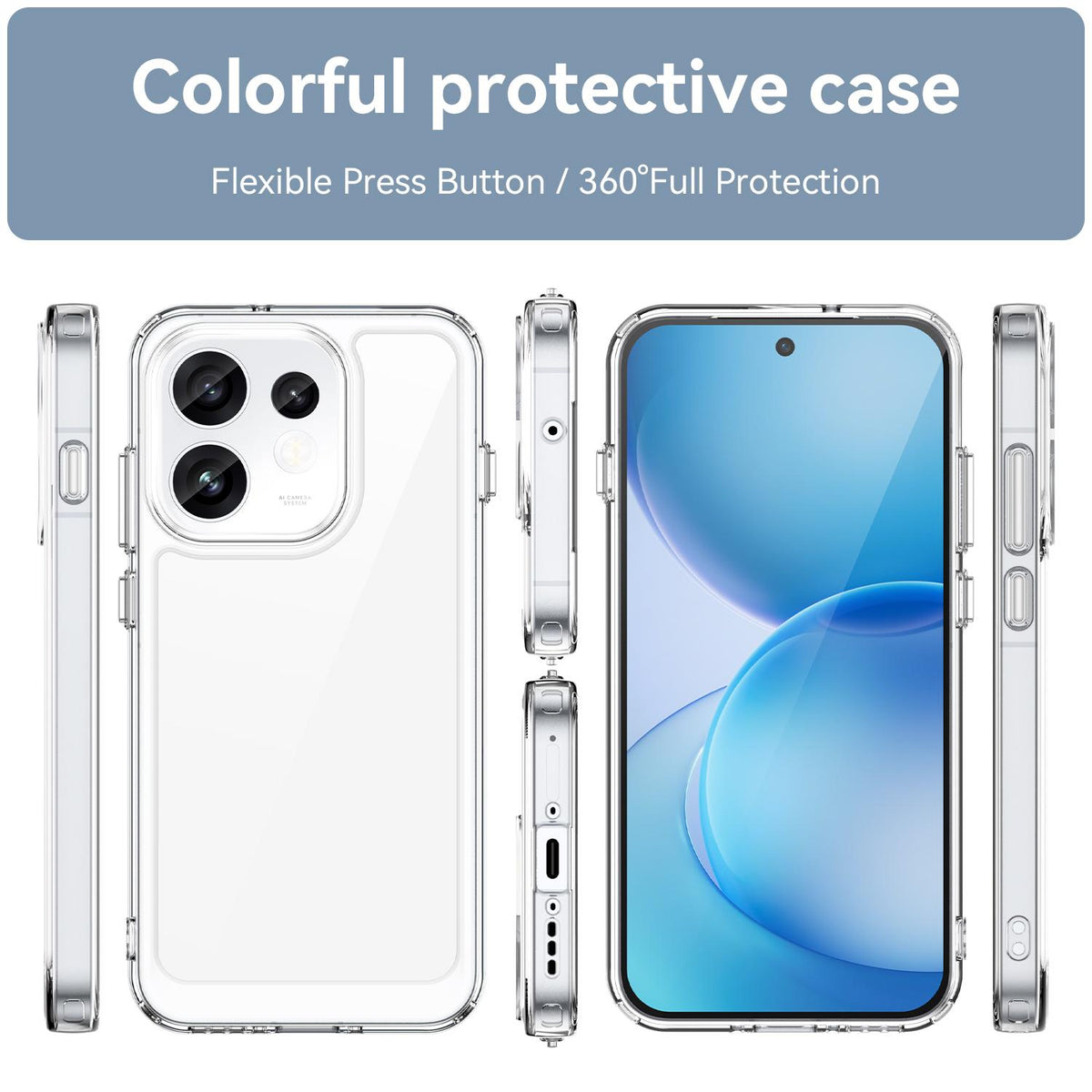 For OPPO Reno16 5G Global Colorful Series Acrylic Hybrid TPU Phone Case - Transparent - EDA007598334E
