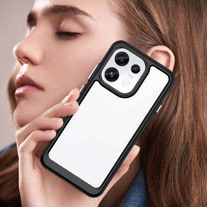 For OPPO Reno16 F 5G Colorful Series Acrylic Hybrid TPU Phone Case - Black - EDA007598335A