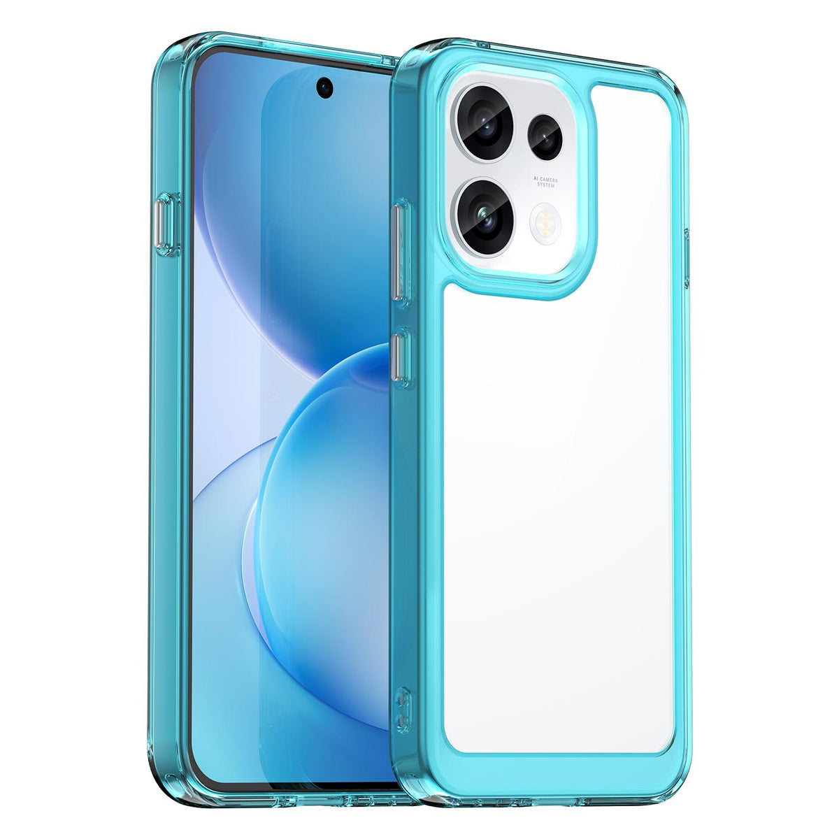 For OPPO Reno16 F 5G Colorful Series Acrylic Hybrid TPU Phone Case - Transparent Blue - EDA007598335D