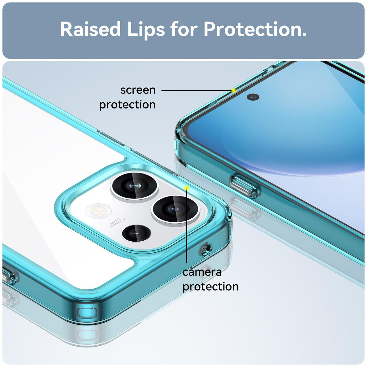 For OPPO Reno16 F 5G Colorful Series Acrylic Hybrid TPU Phone Case - Transparent Blue - EDA007598335D