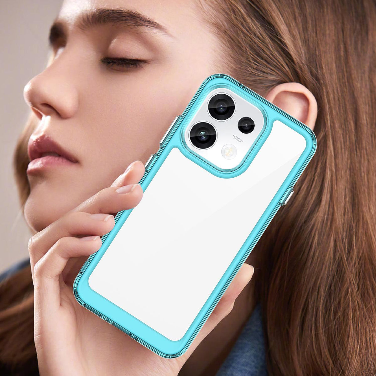 For OPPO Reno16 F 5G Colorful Series Acrylic Hybrid TPU Phone Case - Transparent Blue - EDA007598335D