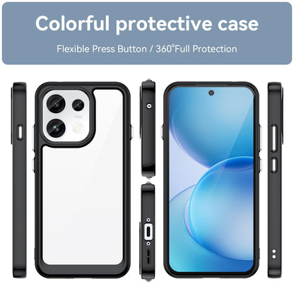 For OPPO Reno16 FS 5G Colorful Series Acrylic Hybrid TPU Phone Case - Black - EDA007598336A