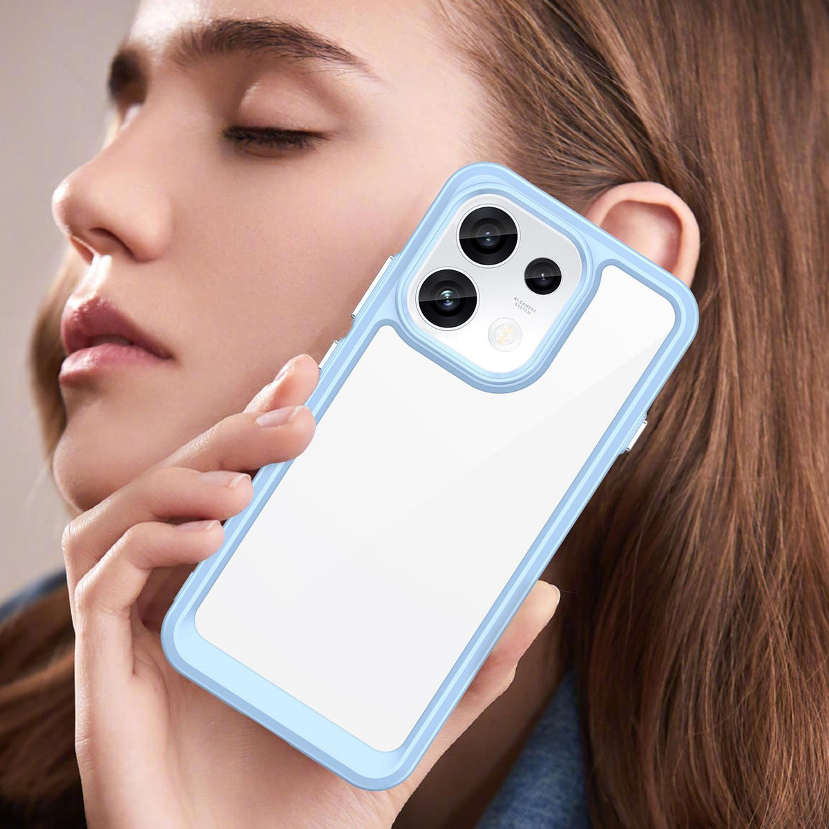 For OPPO Reno16 FS 5G Colorful Series Acrylic Hybrid TPU Phone Case - Blue - EDA007598336B