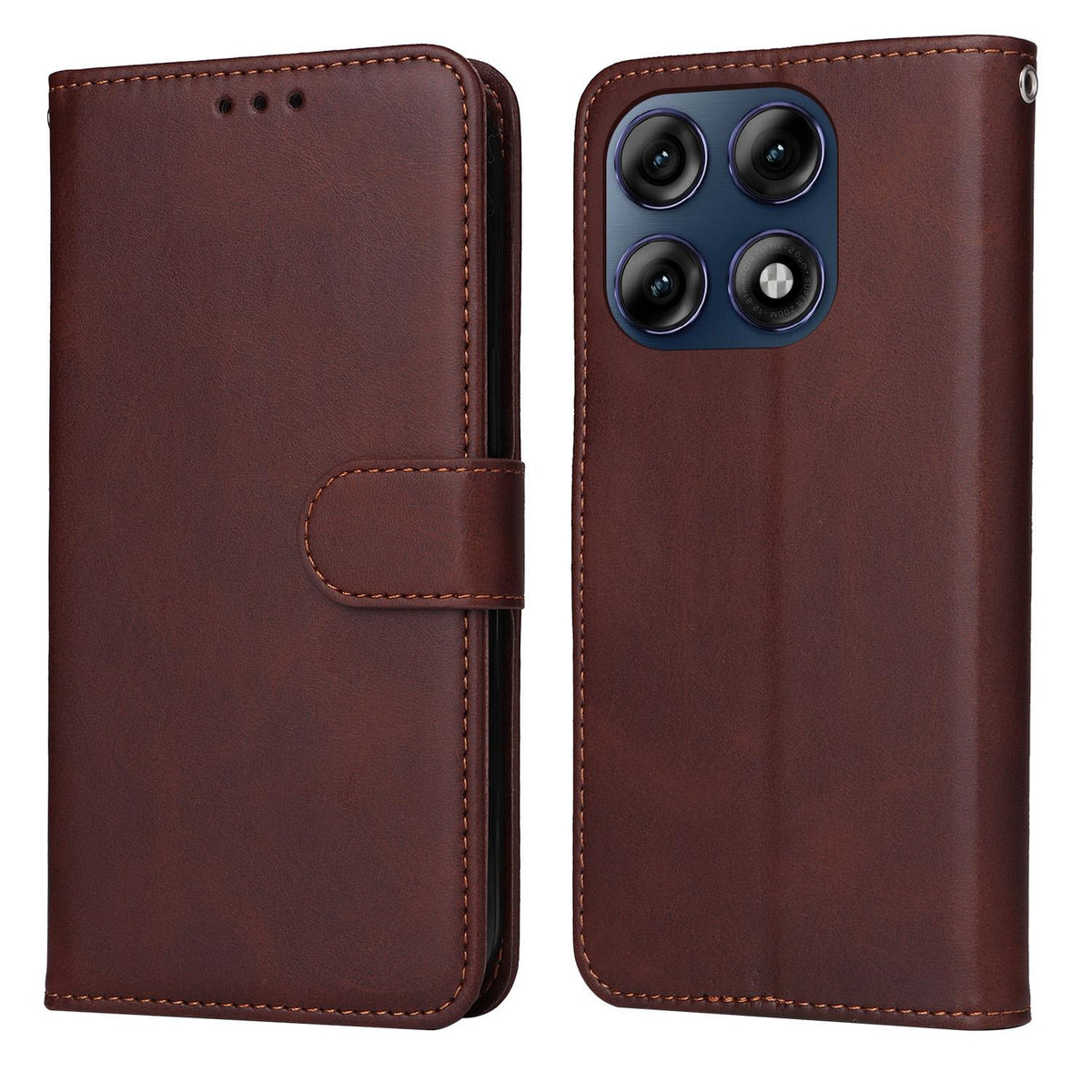 For Motorola Edge 70 Pro 5G Classic Calf Texture Flip Leather Phone Case - Brown - EDA007600218A
