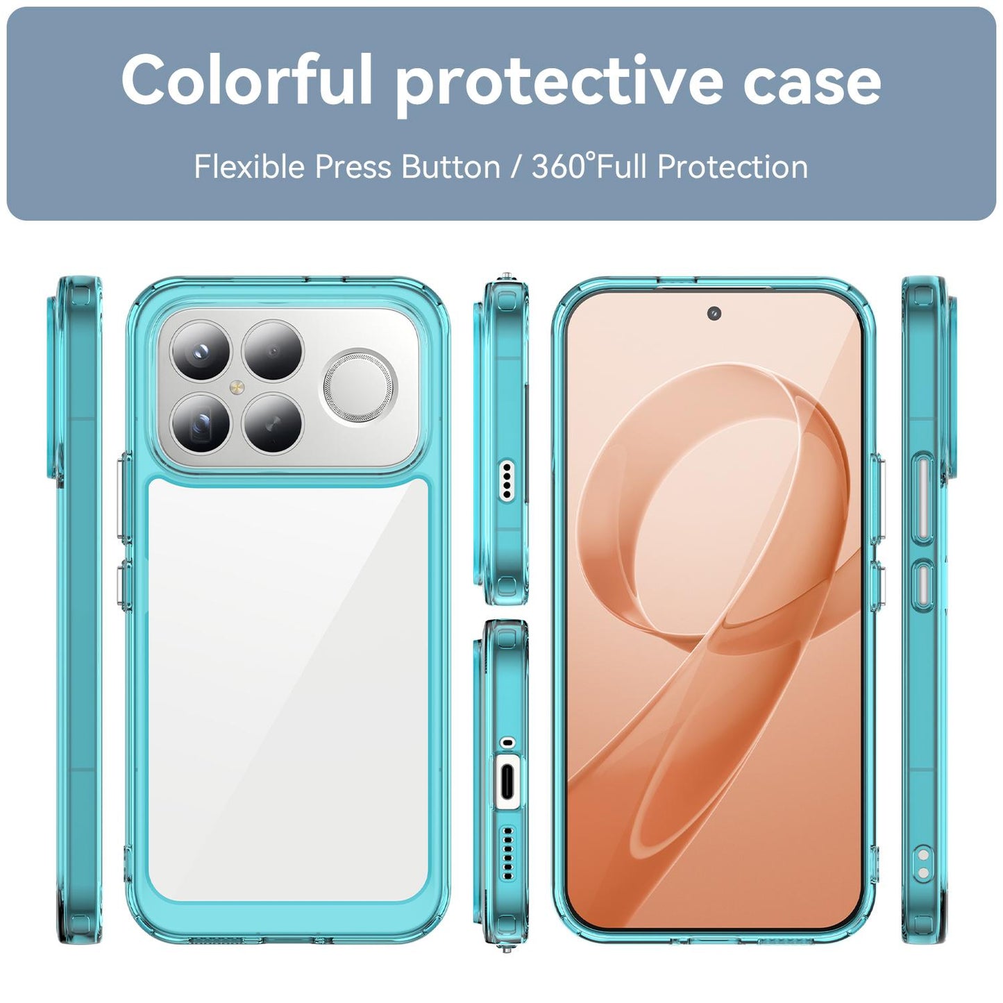 For Redmi K90 Pro Max / Poco F8 Ultra Colorful Series Acrylic Hybrid TPU Phone Case(Transparent Blue)