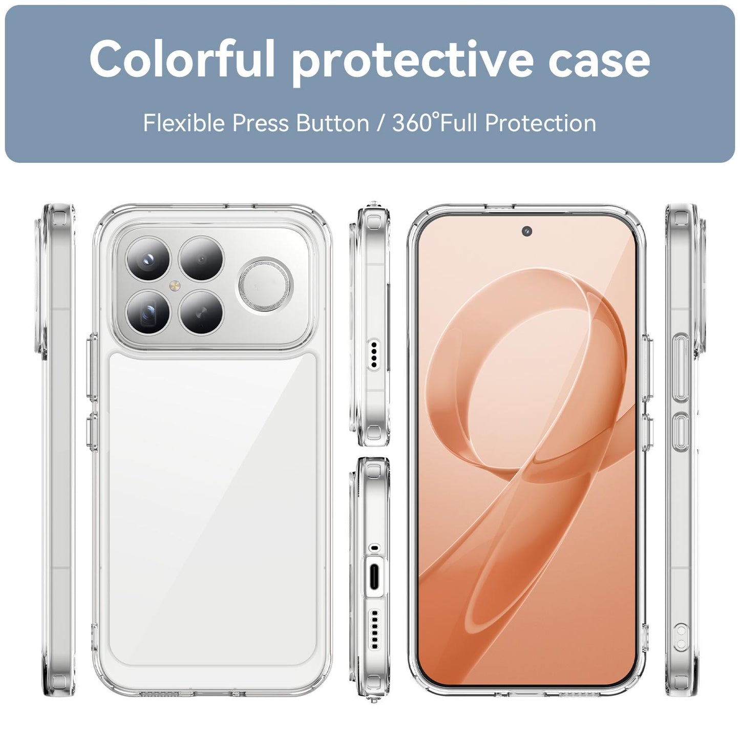 For Redmi K90 Pro Max / Poco F8 Ultra Colorful Series Acrylic Hybrid TPU Phone Case(Transparent)