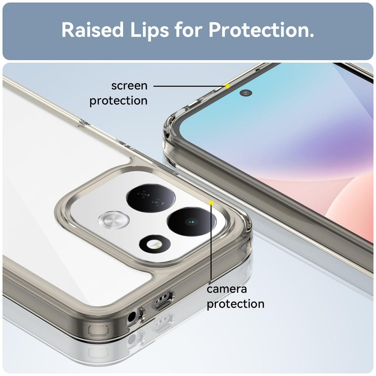 For Redmi 17 5G / 4G Global 170mm Colorful Series Acrylic Hybrid TPU Phone Case - Transparent Grey - EDA007600517C