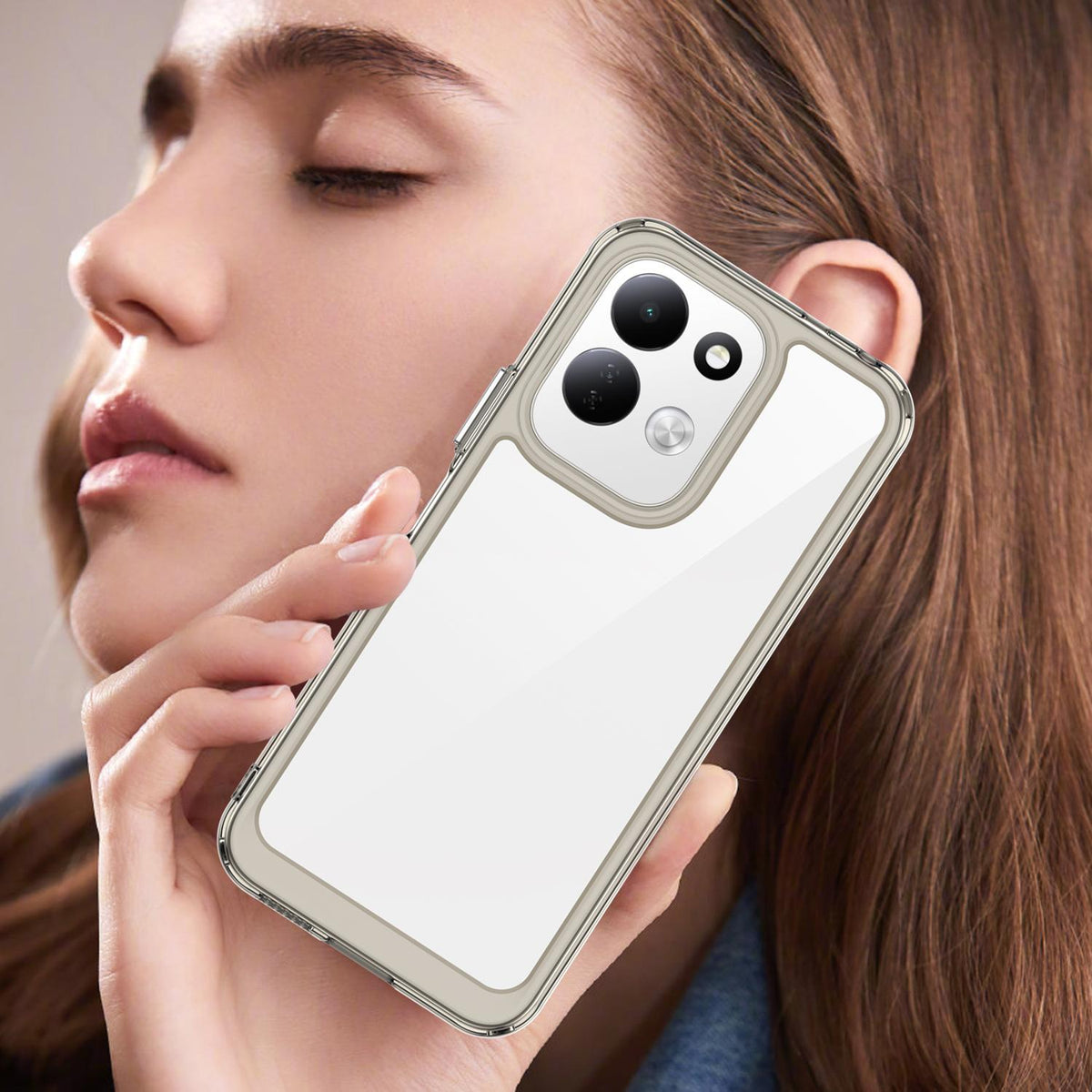 For Redmi 17 5G / 4G Global 170mm Colorful Series Acrylic Hybrid TPU Phone Case - Transparent Grey - EDA007600517C