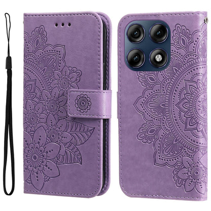 For Motorola Edge 70 Pro 5G Seven-petal Flowers Embossing Leather Phone Case - Light Purple - EDA007600918A
