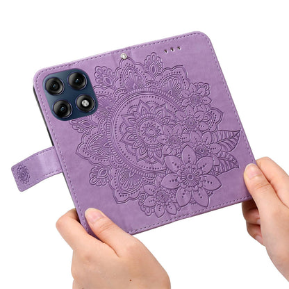 For Motorola Edge 70 Pro 5G Seven-petal Flowers Embossing Leather Phone Case - Light Purple - EDA007600918A